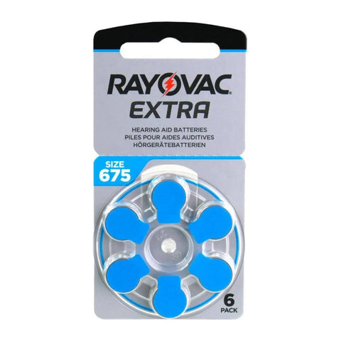 Rayovac Extra Advanced 675 hearing aid batteries card of 6