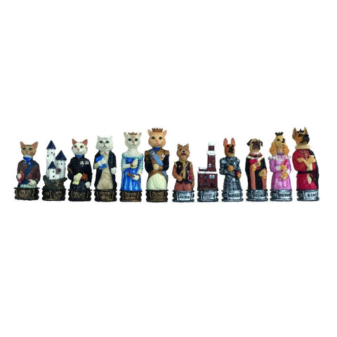 Italfama Cats vs Dogs Chess Pieces Set Hand Painted Resin 8cm King Italy
