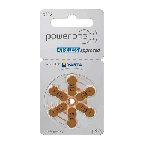 Varta Power One 312 hearing aid batteries card of 6