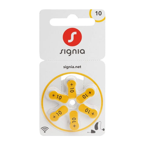 Signia 10 hearing aid batteries card of 6