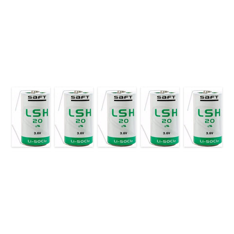 5x Saft LSH20 D 3.6V Lithium Battery U Solder Tags