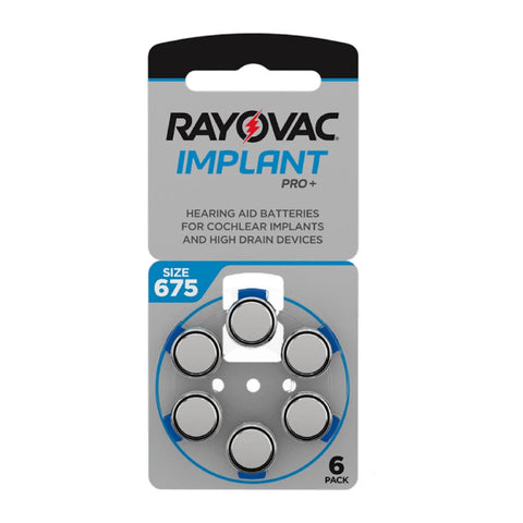 Rayovac Implant Pro+ 675 cochlear implant batteries card of 6