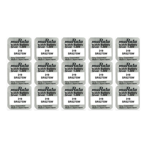 15x Murata 319 SR527SW silver oxide watch batteries