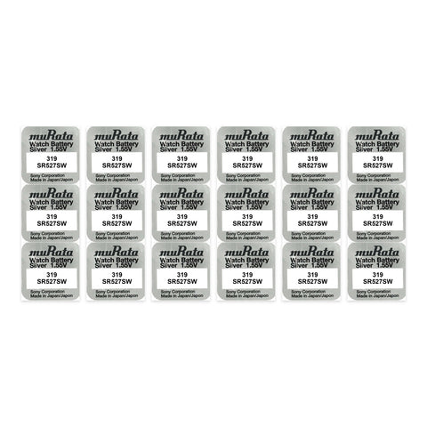 18x Murata 319 SR527SW silver oxide watch batteries