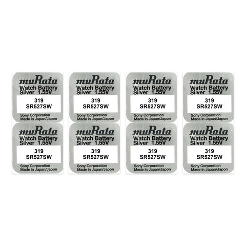 8x Murata 319 SR527SW silver oxide watch batteries