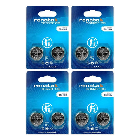 8x Renata CR2450N 3V lithium coin cells (4 cards of 2)