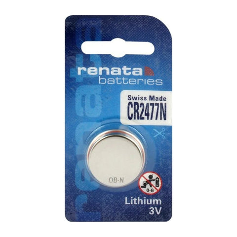 Renata CR2477N 3V lithium coin cell battery in blister