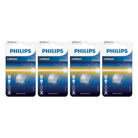 4x Philips CR1620 3V lithium coin cell batteries