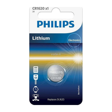 Philips CR1620 3V lithium coin cell battery in blister
