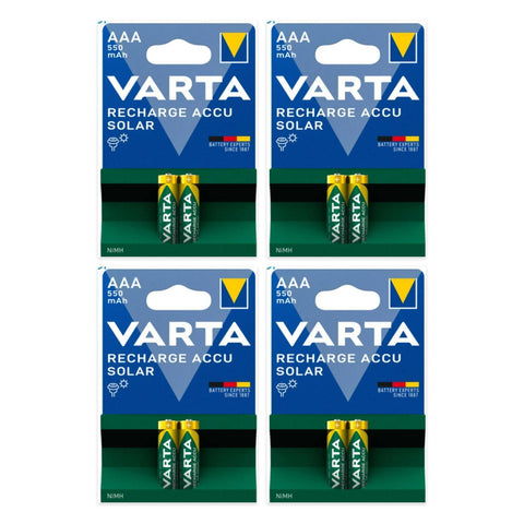 8x Varta Solar AAA 550mAh NiMH batteries (4 cards of 2)