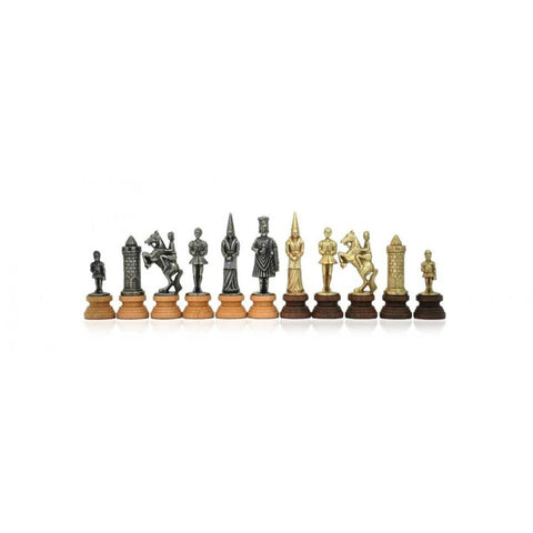 Italfama Camelot Metal & Wood Chess Pieces Set, 11cm King, Gold Silver