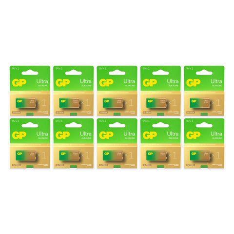 10x GP Ultra 9V alkaline batteries 6LR61