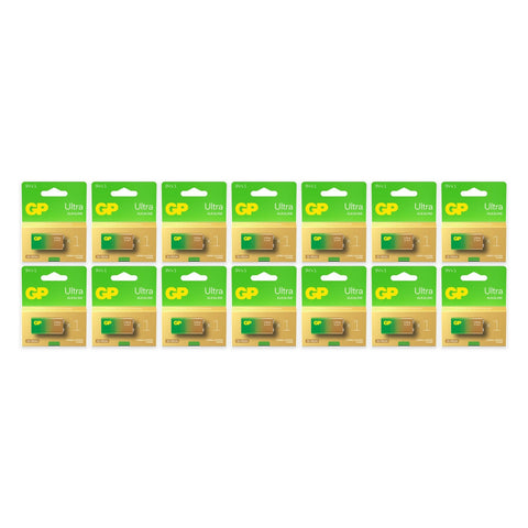 14x GP Ultra 9V alkaline batteries 6LR61