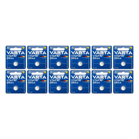 12x Varta V76PX SR44 silver oxide batteries 1.55V