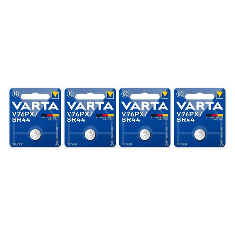 4x Varta V76PX SR44 silver oxide batteries 1.55V