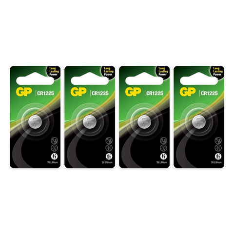 4x GP CR1225 lithium coin batteries 3V