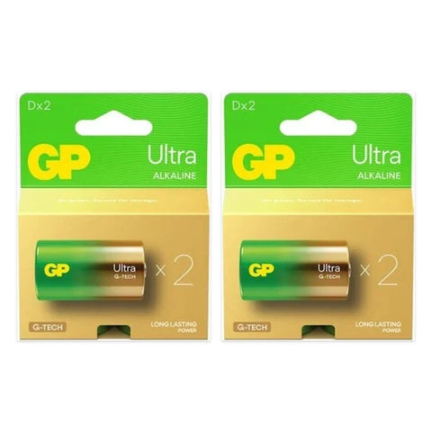 4x GP Ultra LR20 D alkaline batteries (2 packs of 2)