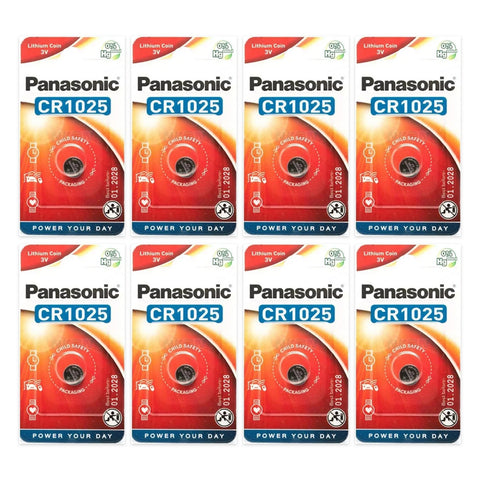 8x Panasonic CR1025 lithium coin batteries 3V