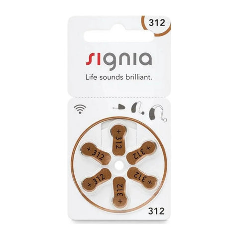 Siemens Signia 312 hearing aid batteries card of 6