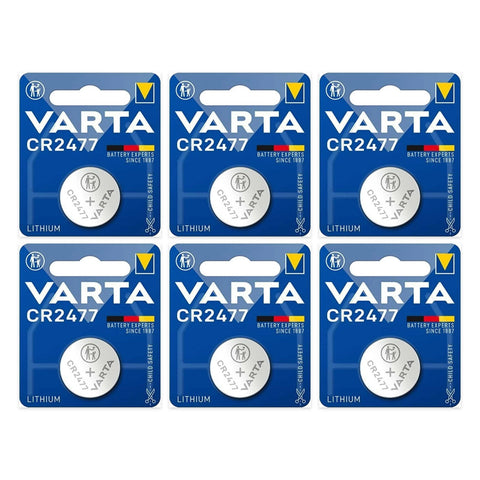 6x Varta CR2477 lithium coin batteries 3V