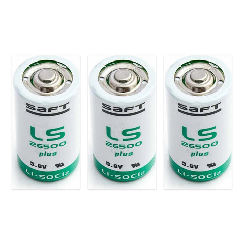3x Saft LS26500 Plus 3.6V lithium C batteries