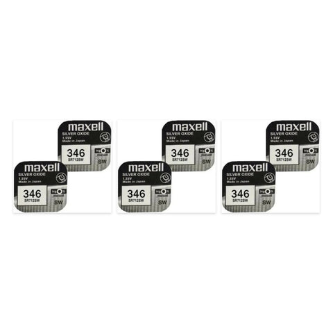 6x Maxell 346 SR712SW silver oxide watch batteries