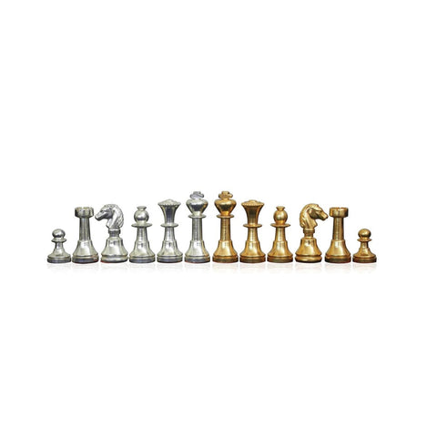 Italfama Brass Chess Pieces Gold & Silver Plated Set, 5cm King, Italy