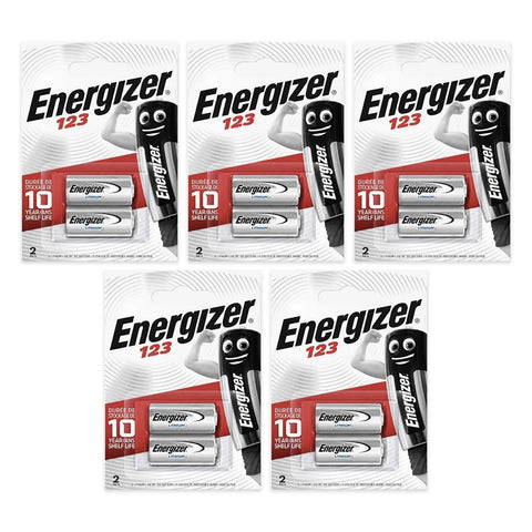 10x Energizer CR123 3V lithium batteries (5 packs of 2)