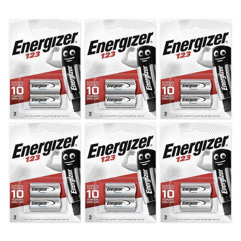 12x Energizer CR123 3V lithium batteries (6 packs of 2)