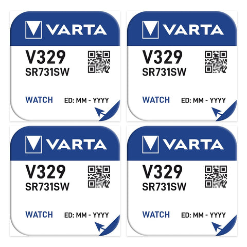 4x Varta V329 SR731SW silver oxide watch batteries