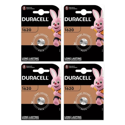 4x Duracell CR1620 lithium coin batteries 3V