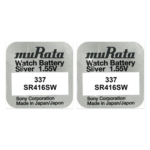 2x Murata 337 SR416SW silver oxide watch batteries