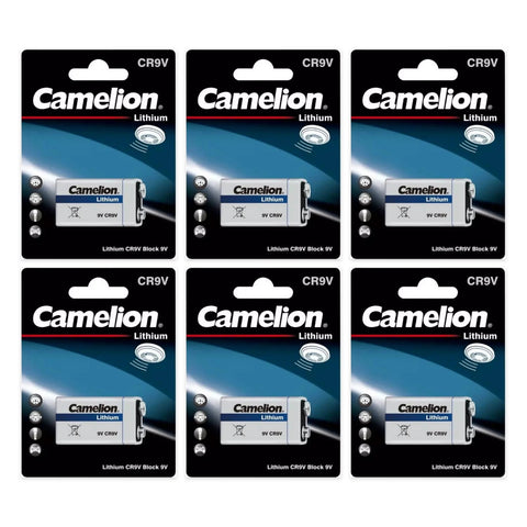 6x Camelion 9V lithium CR9V batteries