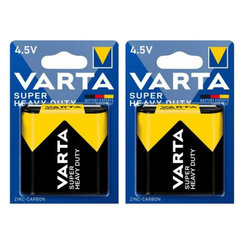 2x Varta Super Heavy Duty 3R12 4.5V flat batteries