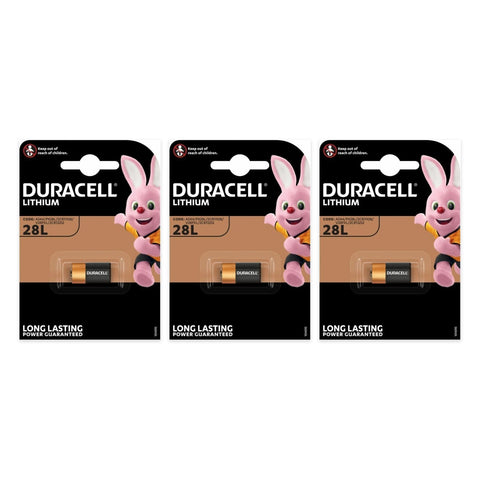 3x Duracell 28L PX28L 6V lithium batteries