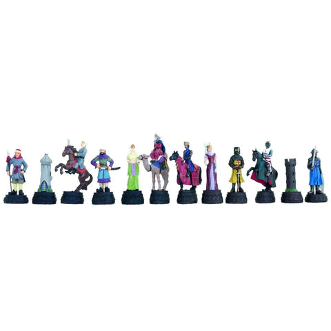 Italfama Crusaders vs Saracens Hand-Painted Pewter Chess Pieces 12.5cm