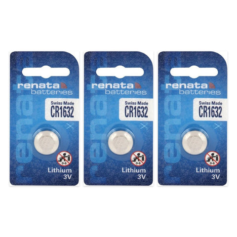 3x Renata CR1632 lithium coin batteries 3V