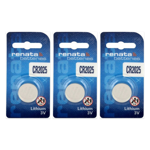 3x Renata CR2025 lithium coin batteries 3V
