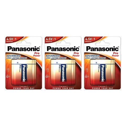 3x Panasonic Pro Power 3LR12 4.5V flat batteries