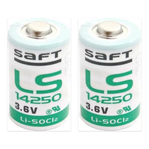 2x Saft LS14250 1/2AA 3.6V lithium batteries