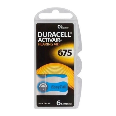 Duracell Activair 675 hearing aid batteries card of 6