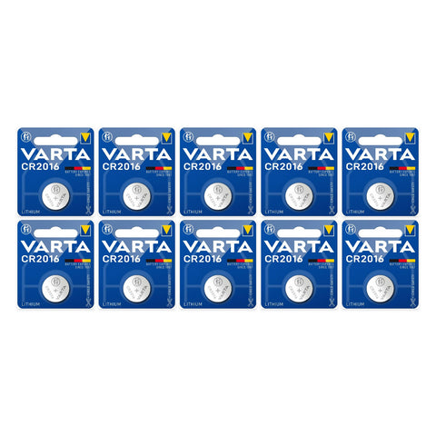 10 cards of Varta CR2016 3V lithium coin batteries