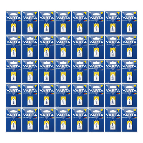 40x Varta Energy 9V Alkaline Batteries E-Block 6LR61 MN1604 6LP3146