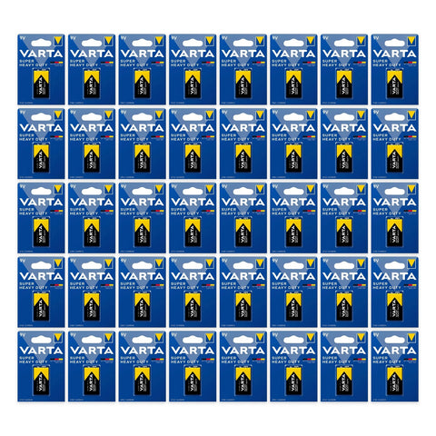 40x Varta Super Heavy Duty 9V Zinc-Carbon Batteries E-Block 6F22