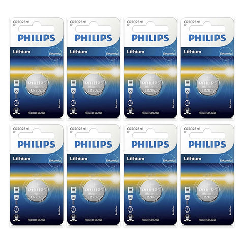 8x Philips CR2025 3V Lithium Coin Cell Batteries DL2025 ECR2025 Blister