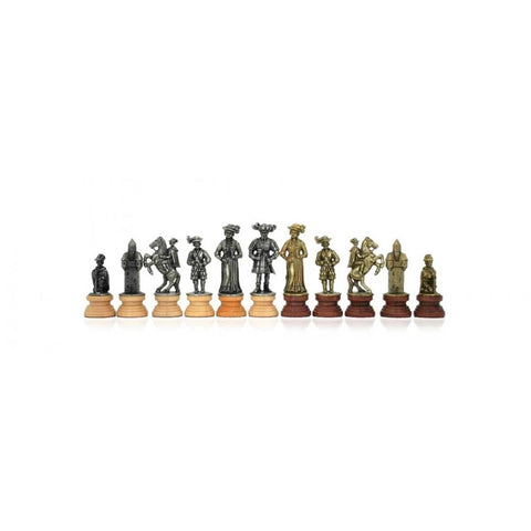 Italfama Landsknecht Metal Wood Chess Pieces, Gold Silver, King 10.6cm