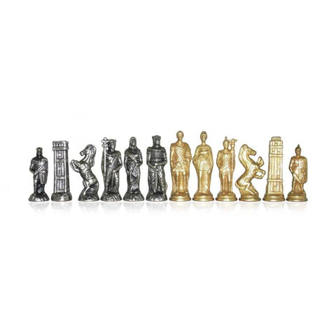Romans vs Barbarians Metal Chess Set with Faux Leather Board by Italfama