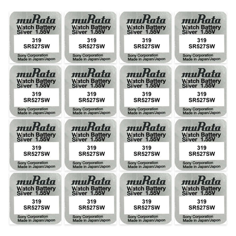 16x Murata 319 SR527SW 1.55V Silver Oxide Watch Batteries Sony Made in Japan