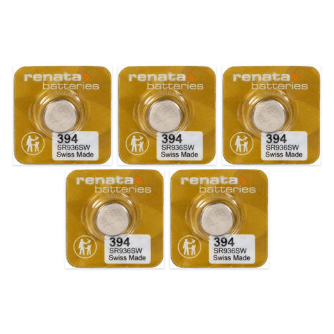 5x Renata 394 SR936SW Silver Oxide 1.55V Watch Batteries Swiss Made MP-E