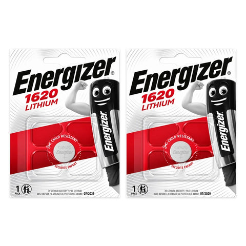 2x Energizer CR1620 3V Lithium Coin Cell Batteries DL1620 Watch Toy